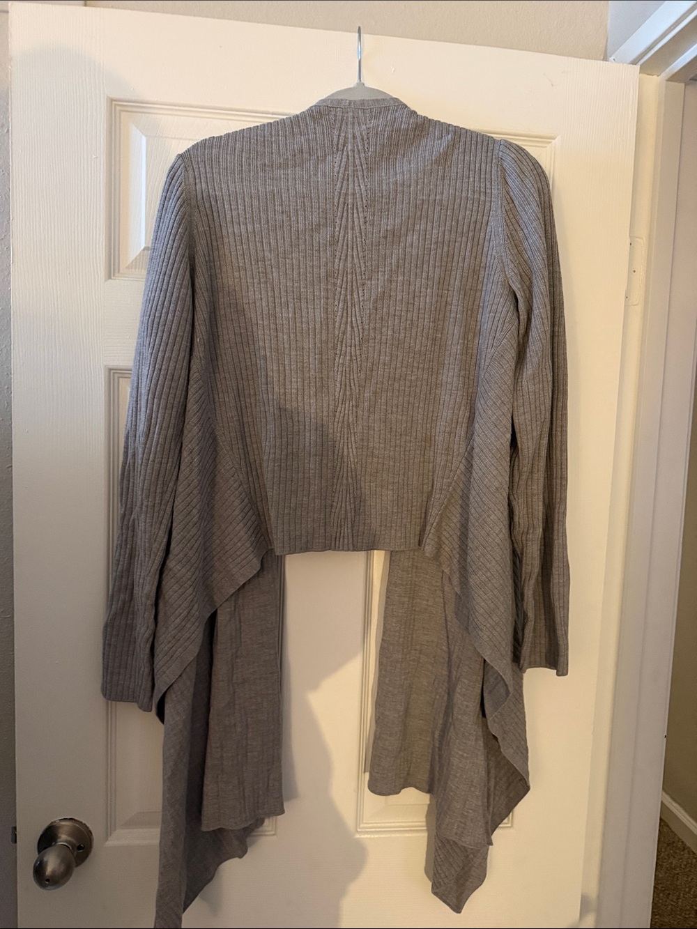 Athleta Light Gray Open-Front Ribbed Cardigan - Picture 3 of 3